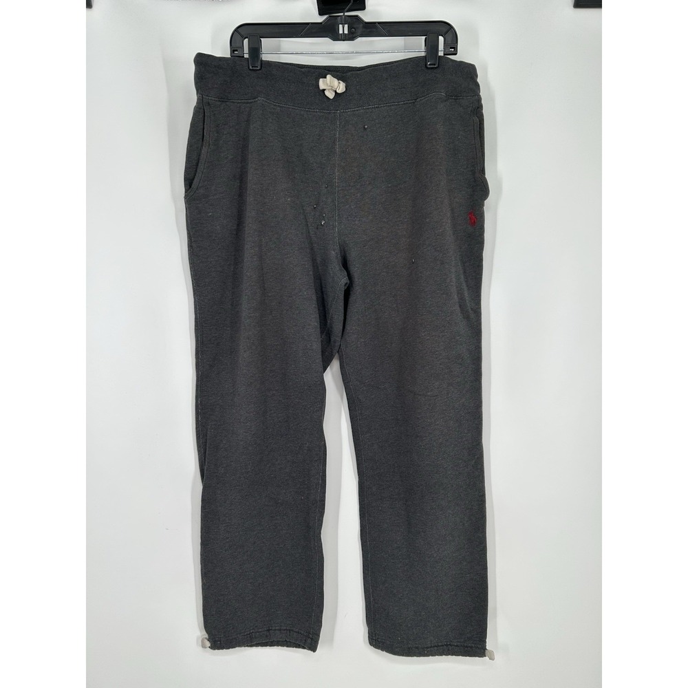 Polo Ralph Lauren Baggy Sweatpants Fleece Straight Leg Open Hem Bottom Men Large